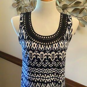 Jones New York Blue and White Graphic Maxi Dress
